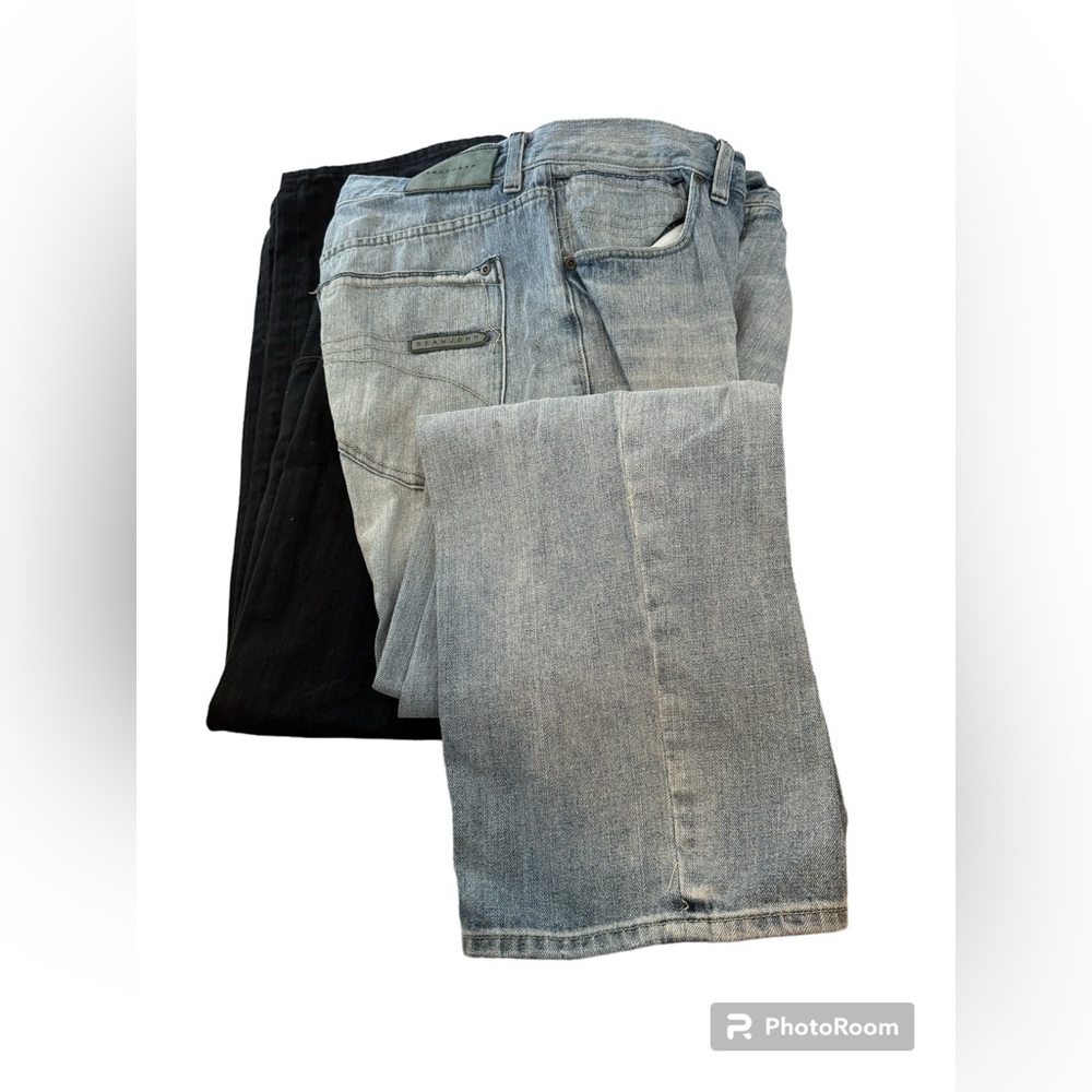 Sean John Denim Men's Relaxed Fit Jeans Lot of 2 Pairs size 36X32 black and blue